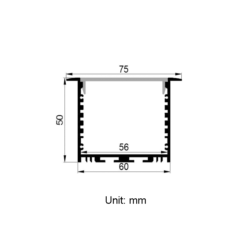 Recessed LED Diffuser Aluminum Channel For LED Strip Lighting - Inner Width 56mm Recessed LED Diffuser Aluminum Channel For LED Strip Lighting - Inner Width 56mm